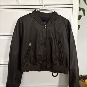 black Leather Bomber Jacket